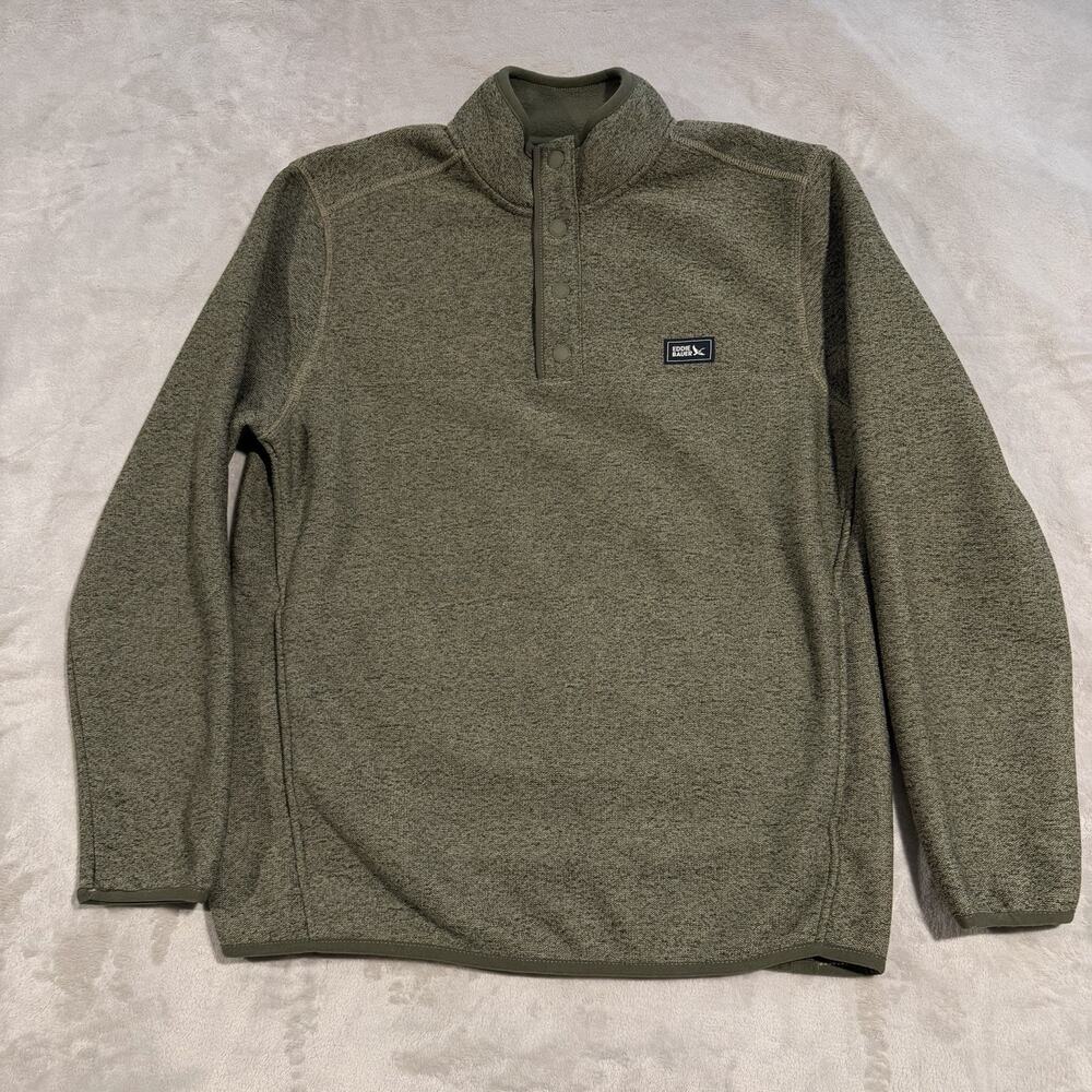 Eddie Bauer Men's Pull Over Quarter Snap Sweater Fleece Size Small Green